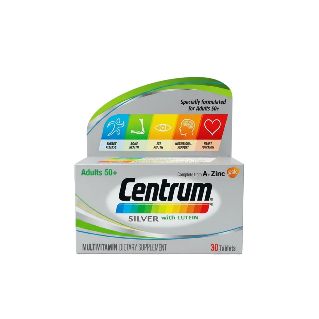 Centrum Silver with Lutein Complete Multivitamin | Adults 50+ (30 Tablets)