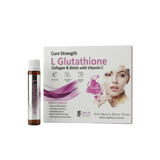 Cure Strength L Glutathione Collagen Biotin Vitamin C boost shots for skin whitening